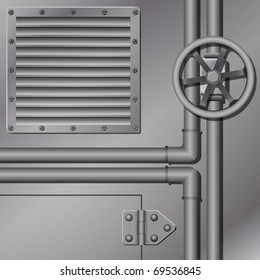 An Industrial Metal Background with Pipes