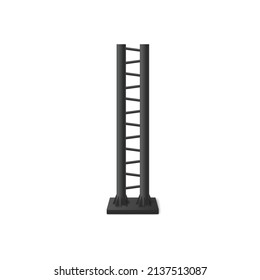 Industrial metal support structure with reinforcing fastening between two poles or posts, realistic template vector illustration isolated on white background.