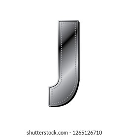 industrial, metallic letter j