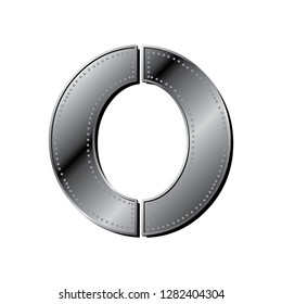 industrial metallic letter o
