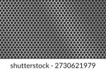 Industrial metallic perforated grill background with dark chrome texture and silver rounded square mesh pattern