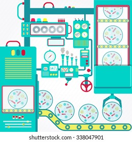 Industrial microbiology with machinery and gripper holding bacterial colony under magnifying glass.