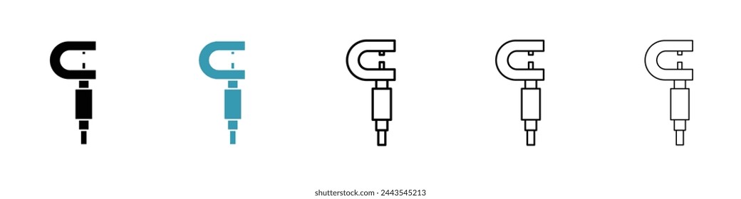 Industrial Micrometer and Measurement Icons. Precision Engineering and Mechanical Devices.