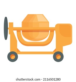 Vector de dibujos animados de icono de mezclador industrial. Camión. Máquina de construcción