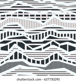 Industrial monochrome shapes seamless pattern.Futuristic shapes. Futuristic seamless pattern.