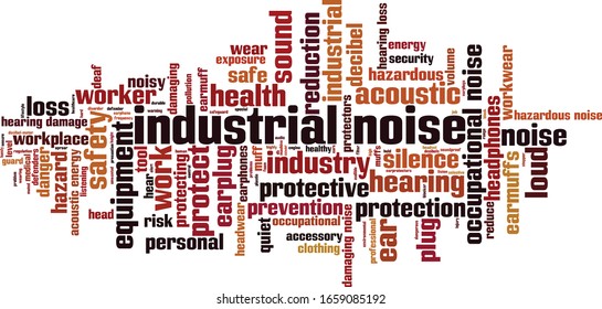 Industrial noise word cloud concept. Collage made of words about industrial noise. Vector illustration
