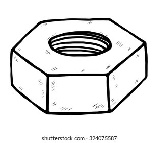 industrial nuts / cartoon vector and illustration, black and white, hand drawn, sketch style, isolated on white background.