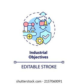 Industrial objectives concept icon. International cooperation benefits abstract idea thin line illustration. Isolated outline drawing. Editable stroke. Arial, Myriad Pro-Bold fonts used