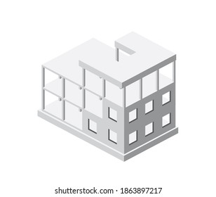 Industrial objects isometrics in the big city skyscrapers under construction, houses and buildings