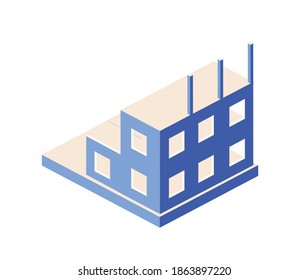 Industrial objects isometrics in the big city skyscrapers under construction, houses and buildings