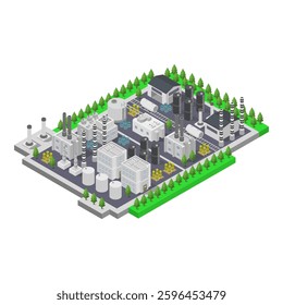 Industrial oil terminal isometric in vector