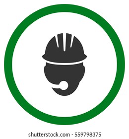 Industrial Operator vector bicolor rounded icon. Image style is a flat icon symbol inside a circle, green and gray colors, white background.