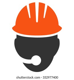 Industrial Operator vector icon. Style is bicolor flat symbol, orange and gray colors, rounded angles, white background.