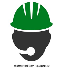Industrial Operator vector icon. Style is bicolor flat symbol, green and gray colors, rounded angles, white background.