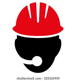 Industrial Operator vector icon. Style is bicolor flat symbol, intensive red and black colors, rounded angles, white background.