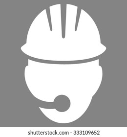 Industrial Operator vector icon. Style is flat symbol, white color, rounded angles, gray background.