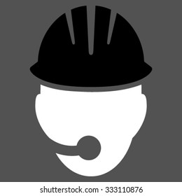 Industrial Operator vector icon. Style is bicolor flat symbol, black and white colors, rounded angles, gray background.