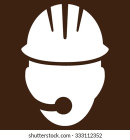 Industrial Operator vector icon. Style is flat symbol, white color, rounded angles, brown background.