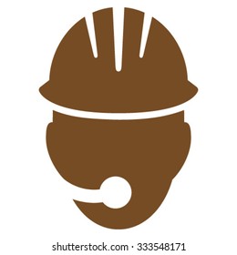Industrial Operator vector icon. Style is flat symbol, brown color, rounded angles, white background.
