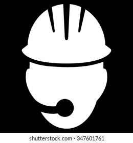 Industrial Operator vector icon. Style is flat symbol, white color, rounded angles, black background.