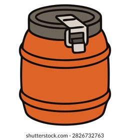 Industrial Orange Plastic Barrel Container with Lockable Clamp Lid Vector EPS