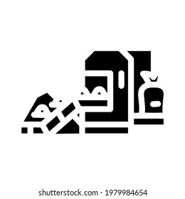 industrial packaging of compost glyph icon vector. industrial packaging of compost sign. isolated contour symbol black illustration svg
