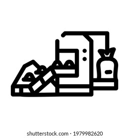 industrial packaging of compost line icon vector. industrial packaging of compost sign. isolated contour symbol black illustration svg