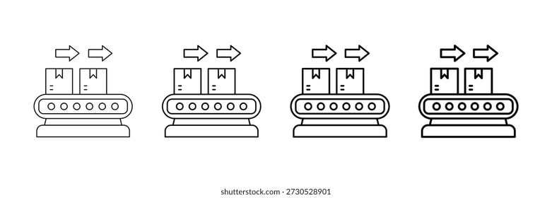 Conjunto de Vector de iconos de empaquetado de Industrial en estilo de línea de carrera diferente