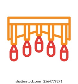 Industrial painting process icon. Concept of automation, manufacturing, and mass production.
