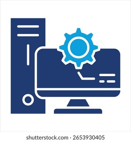 Industrial Pcs Flat Blue Icon Vector Illustration