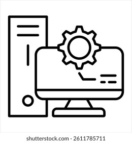 Industrial PCs Line Icon Vector Illustration