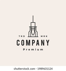 industrial pendant lamp hanging bulb hipster vintage logo vector icon illustration