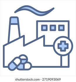 Ilustração do vetor do ícone azul da farmácia industrial