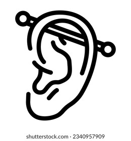 industrial piercing earring line icon vector. industrial piercing earring sign. isolated contour symbol black illustration
