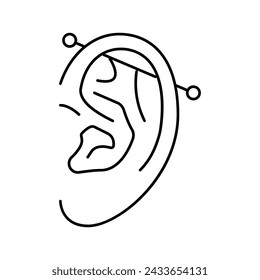 industrial piercing earring line icon vector. industrial piercing earring sign. isolated contour symbol black illustration