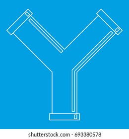 Industrial pipe alphabet letter Y icon blue outline style isolated vector illustration. Thin line sign