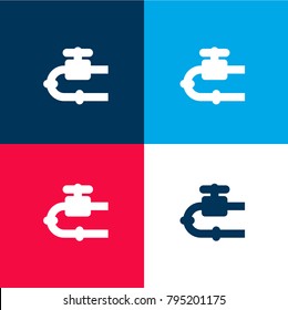 Industrial pipe four color material and minimal icon logo set in red and blue