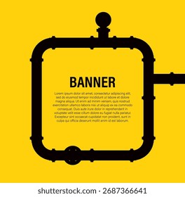 Industrial pipe frame banner with copy space