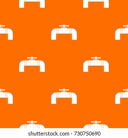 Industrial pipe valve pattern repeat seamless in orange color for any design. Vector geometric illustration
