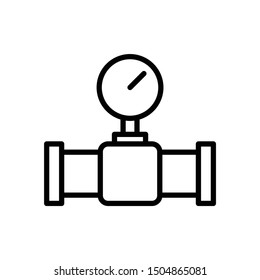 Industrial Pipeline with Gauge Valve Vector Icon, high pressures Monitor Design, Center Mount Pressure Gauge Concept