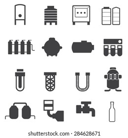 Industrial Pipeline Parts. Pipe, Tank icons set,Vector