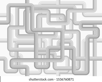 Industrial pipeline system seamless pattern with gray pipes in flat style. Vector illustration