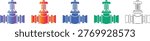 Industrial Pipeline Valve Vector Icon Set vol 1455