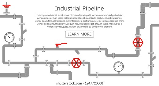 Industrial pipeline vector banner with text area