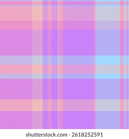 Industrial plaid vector check, sale fabric background seamless. Graphical textile texture tartan pattern in violet and pink colors palette.