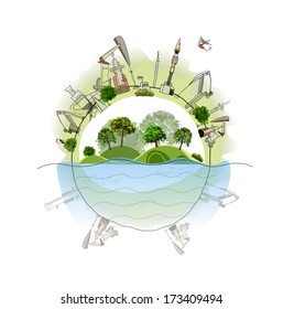 Industrial planet, environmental, concept