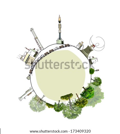 Industrial planet, environmental concept