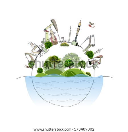 Industrial planet, environmentall concept