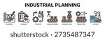Industrial Planning web banner icon vector illustration concept with icon of blueprint, planning, process, manufacturing, assembly line, production, and factory.