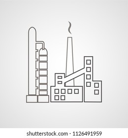 industrial plant isolated flat vector icon